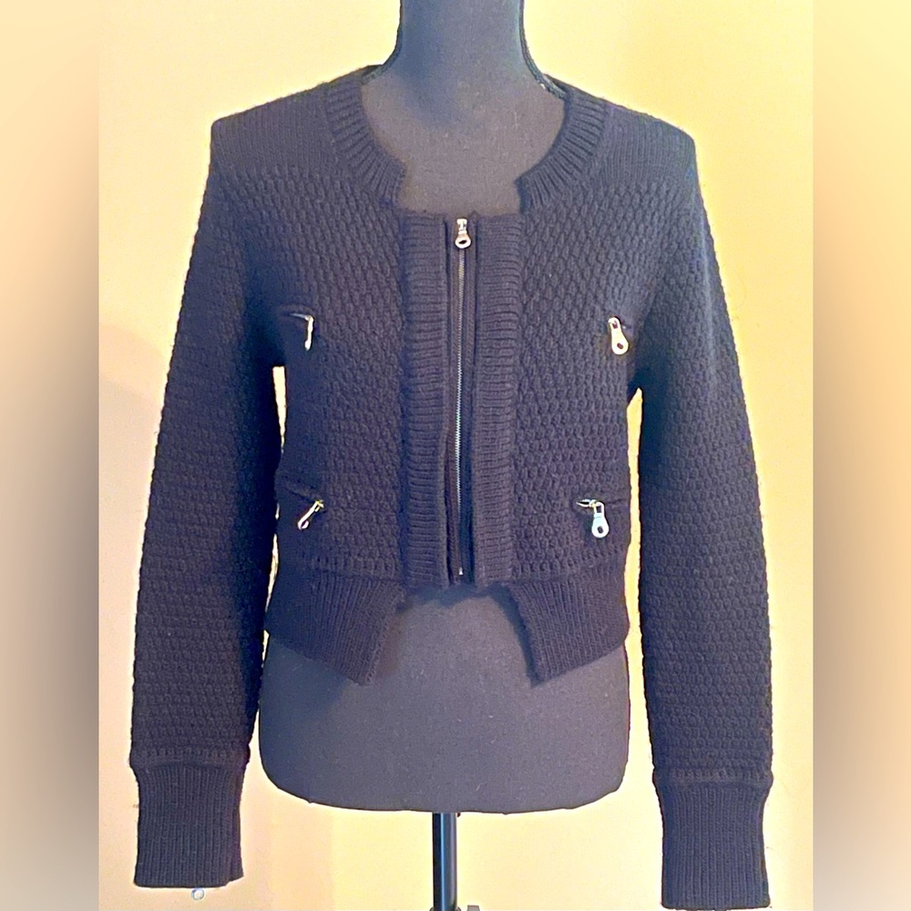 Like new Chloe Wool Jacket purchased at Saks Jandel zipper detail Black Sz S